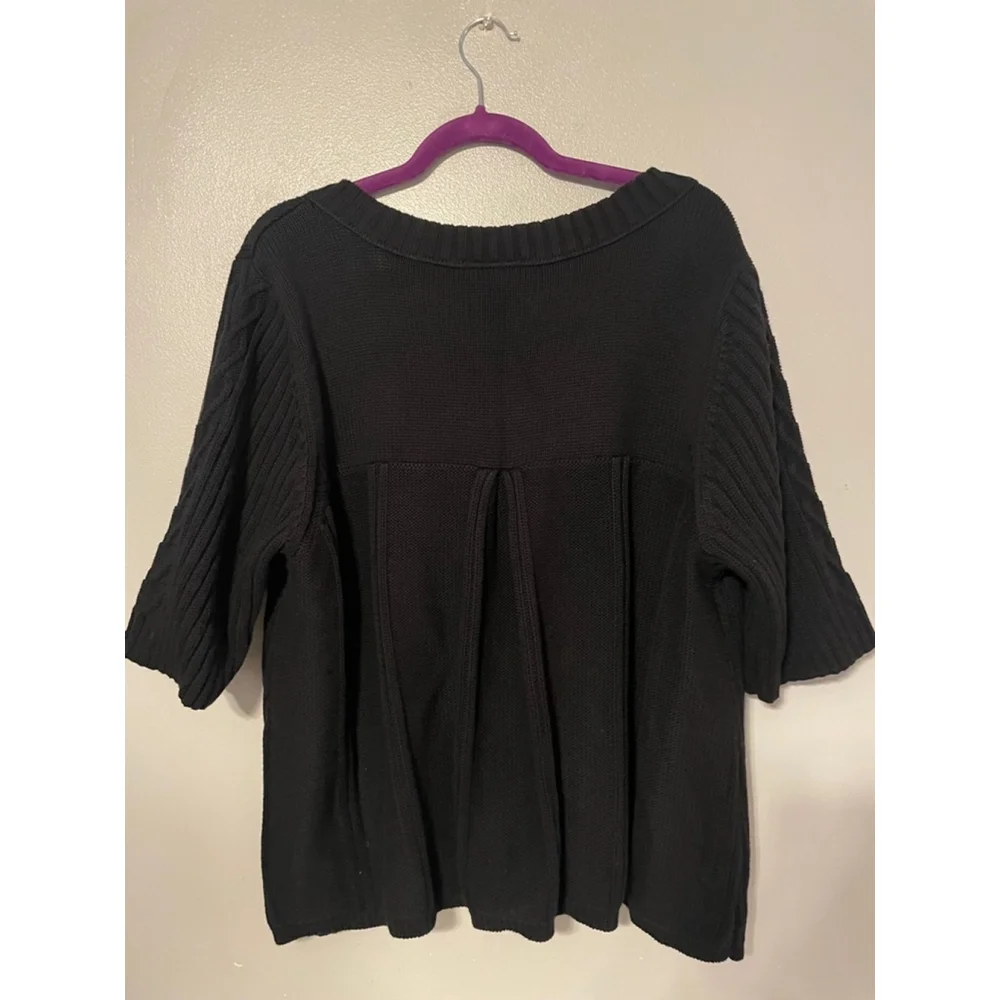 22/24 W Venezia Black Short Sleeve 2 Button Cotton Cardigan Sweater 22/24W Black